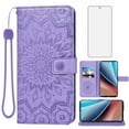 thumbnail image 1 of Compatible with Motorola Moto G Stylus 4G 2023 Wallet Phone Case and Tempered Glass Screen Protector Flip Credit Card Holder Stand Mandala Flower Cell Cover for GStylus XT2317-1 XT2317-2 Purple, 1 of 9