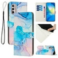 thumbnail image 1 of Compatible for Motorola Moto G Stylus 5G 2022 6.8" Wallet Case, [Stand Feature] [Wrist Strap] [Credit Cards Holder] New Marble Pattern Premium PU Leather Flip Protective Cover, Green, 1 of 8
