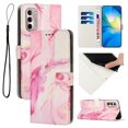 thumbnail image 1 of Compatible for Motorola Moto G Stylus 5G 2022 6.8" Wallet Case, [Stand Feature] [Wrist Strap] [Credit Cards Holder] New Marble Pattern Premium PU Leather Flip Protective Cover, Rosegold, 1 of 8