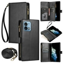 Compatible with Motorola Moto G Stylus 5G 2023 Wallet Case, [9 Card Slots] [Cash Pocket] [Zipper Pocket] Removable Adjustable Crossbody Strap Wrist Strap Magnetic PU Leather Kickstand Phone Case,Black
