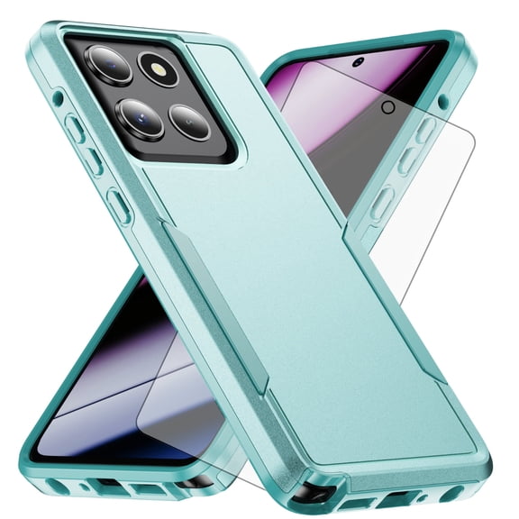 Compatible with Motorola Moto G Stylus 5G 2025 Phone Case Tempered Glass Screen Protector Hybrid Rugged Shockproof Hard Protective Drop Proof Full Body Heavy Duty Mobile Cell Cover for Women Green