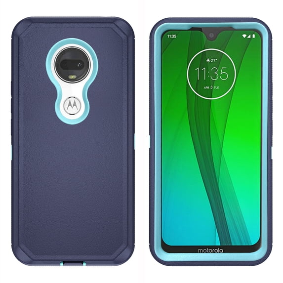 Compatible with Motorola Moto G7/G7+/Revvlry Plus Phone Case Hybrid Rugged Shockproof Hard Protective Drop Proof Full Body Heavy Duty Mobile Cell Cover for G7Plus Moto7 XT1962-1 G 7 7G Women Men Blue