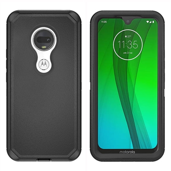 Compatible with Motorola Moto G7/G7+/Revvlry Plus Phone Case Hybrid Rugged Shockproof Hard Protective Drop Proof Full Body Heavy Duty Mobile Cell Cover for G7Plus Moto7 XT1962-1 G7 7G Women Men Black