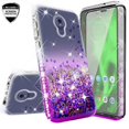 thumbnail image 1 of Compatible for Motorola Moto G7 Power Case, with [Temper Glass Screen Protector] SOGA Diamond Liquid Quicksand Cover Cute Girl Women Hybrid Phone Case - Clear/Purple, 1 of 5