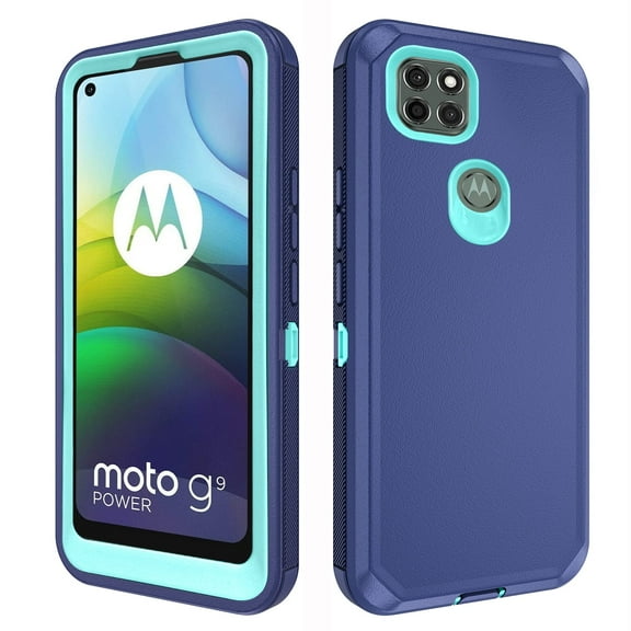 Compatible with Motorola Moto G9 Power Phone Case Hybrid Rugged Shockproof Hard Protective Drop Proof Full Body Heavy Duty Mobile Cell Cover for Lenovo K12 Pro MotoG9Power 9G G9Power Women Men Blue