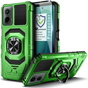 Compatible for Motorola Moto g Power 5G (2024) Phone Case with Tempered Glass Screen Protector, Nagebee Full-Body Protective [Military-Grade] Magnetic Car Mount Ring Holder Durable Cover (Green)