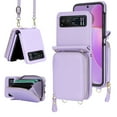 thumbnail image 1 of Compatible with Motorola Razr 2023 Crossbody Wallet Case,With Wrist Strap and Shoulder Strap,Zipper Card Slots Pocket,PU Leather Shockproof Protective Rugged Phone Case,Lightpurple, 1 of 11