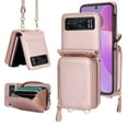 thumbnail image 1 of Compatible with Motorola Razr 2023 Crossbody Wallet Case,With Wrist Strap and Shoulder Strap,Zipper Card Slots Pocket,PU Leather Shockproof Protective Rugged Phone Case,Rosegold, 1 of 11