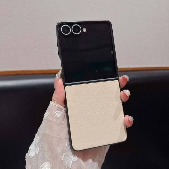 Compatible with Motorola Razr+ 2024 Phone Case,PU Leather + Hard PC Shell Ultra Thin Slim Durable Protective,Shockproof Anti-Scratch Anti-fall Ultra Slim Rugged Phone Case,White