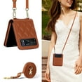 thumbnail image 1 of Compatible for Motorola Razr 40 Case with Card Slots, Shockproof Luxury PU Leather Crossbody Short Lanyard Cover Protective Strap Phone Case for Motorola Razr 40 Wallet Case, Brown, 1 of 6