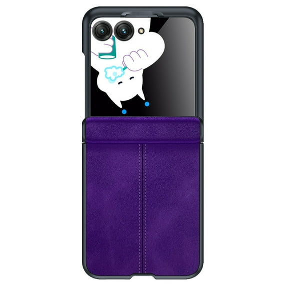 Compatible with Motorola Razr 60/Razr 2025/Razr 2024 Phone Case,Built-in Screen Protector,with Hinge Protection,PU Leather Shockproof Anti-Scratch Rugged Ultra Slim Thin Fit Phone Case,Purple