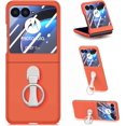 thumbnail image 1 of Compatible with Motorola Razr Plus 2023 Razr+ Case and Tempered Glass Screen Protector Back Bumper Metal Ring Holder Stand Kickstand Cell Phone Cover for Moto Razr 40 Ultra Women Men Orange, 1 of 9