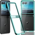 thumbnail image 1 of Compatible Motorola Razr Plus Case 2023 Green,Motorola Razr+ 2023 Case Slim,Luxury Electroplating Texture Hard PC Transparent Case for Motorola Razr 40 Ultra Case 5G New Moto Razr Plus 2023 Case, 1 of 11