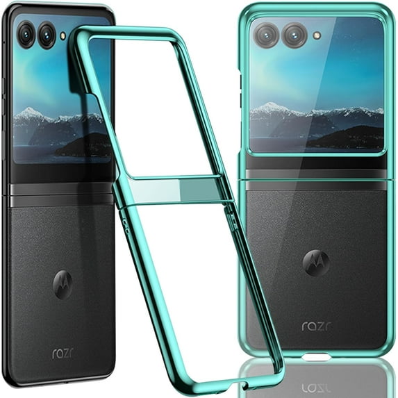 Compatible Motorola Razr Plus Case 2023 Green,Motorola Razr+ 2023 Case Slim,Luxury Electroplating Texture Hard PC Transparent Case for Motorola Razr 40 Ultra Case 5G New Moto Razr Plus 2023 Case