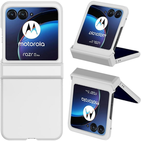 Compatible Motorola Razr Plus Case 2023 with Hinge Protection,Motorola Razr+ 2023 Case Thin,Cute Hard PC Protective Phone Case for Motorola Razr 40 Ultra Case New Moto Razr Plus 2023 Case White