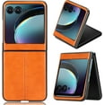 thumbnail image 1 of Compatible Motorola Razr Plus Case 2023,Motorola Razr+ 2023 Case Thin,Luxury Hard PC PU Leather Protective Phone Case for Motorola Razr 40 Ultra Case 5G New Moto Razr Plus 2023 Case - Yellow, 1 of 13