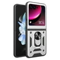 thumbnail image 1 of Compatible with Motorola Razr Ultra 2025/2024 Case with Sliding Camera Lens Cover and Ring Kickstand Heavy Duty Military Grade Rugged Protection Shockproof Back Phone Cover, Silver, 1 of 5
