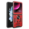 thumbnail image 1 of Compatible with Motorola Razr Ultra 2025 Case with Sliding Camera Lens Cover and Ring Kickstand Heavy Duty Military Grade Rugged Protection Shockproof Back Phone Cover, Red, 1 of 8