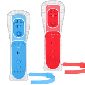 Compatible with Nintendo Wii Controller,2 Pack Wii Remotes and Nunchucks,Wireless Remote come with Silicone Case and Wrist Strap,Blue and Red
