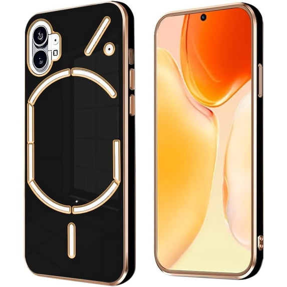 Compatible with Nothing Phone 2 Case for Women, Ultra Soft Nothing Phone 2 Cases Slim Shockproof Cute Plating Electroplate Phone Case TPU Bumper Protective Case (Black)