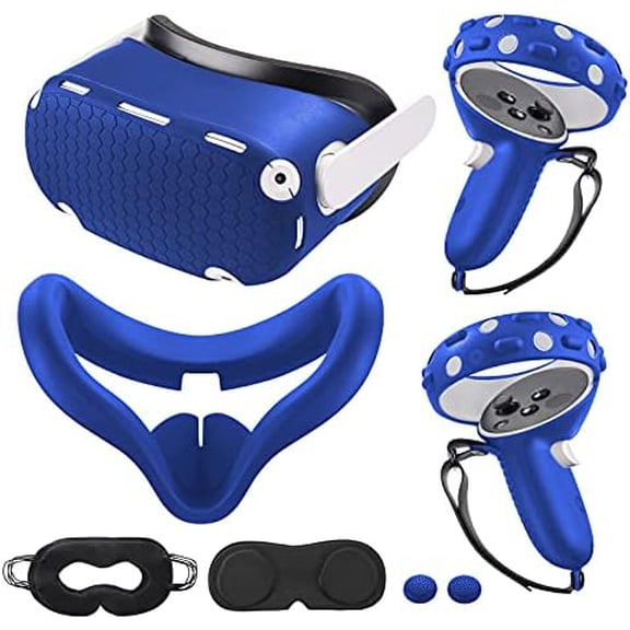 Compatible with Oculus Quest 2 Accessories, VR Silicone face Cover, VR Shell Cover,Compatible with Quest 2 Touch Controller Grip Cover,Protective Lens Cover,Disposable Eye Cover