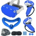 thumbnail image 1 of Compatible with Oculus Quest 2 Silicone Case Accessory with VR Case Cover, Silicone VR Face Cover Pad and Touch Controller Grip Cover Compatible with Quest 2, Disposable Eye Cup (Blue), 1 of 9