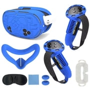 Compatible with Oculus Quest 3 Silicone Case Accessory with VR Case Cover, Silicone VR Face Cover Pad and Touch Controller Grip Cover Compatible with Quest 3, Disposable Eye Cup blue