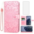 thumbnail image 1 of Compatible with OnePlus 10 Pro One Plus 10Pro 5G Wallet Phone Case and Tempered Glass Screen Protector Flip Credit Card Holder Stand Mandala Flower Cell Cover for On 1plus + 10Pro Women Men Pink, 1 of 8