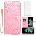thumbnail image 1 of Compatible with OnePlus 10T 5G/One Plus Ace Pro Wallet Phone Case and Tempered Glass Screen Protector Flip Credit Card Holder Stand Mandala Flower Cell Cover for On 1plus +10T AcePro Women Men Pink, 1 of 9