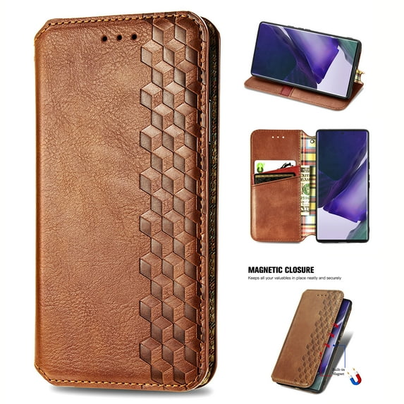 Compatible for OnePlus 11 Wallet Case, Embossed Pattern PU Leather Magnetic Suction Flip Cover with Credit Card Holder Kickstand Anti-Scratch Shockproof Case for OnePlus 11, Brown