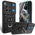 thumbnail image 1 of Compatible with OnePlus 12 Case with Screen Protector*2 with Slide Camera Cover, 360°Rotation Ring Kickstand [Military Grade] 1+ 12 Case for OnePlus 12 Phone Case,Black, 1 of 14