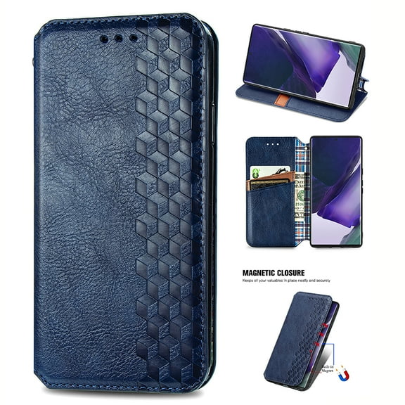 Compatible for OnePlus 12 Wallet Case, Embossed Pattern PU Leather Magnetic Suction Flip Cover with Credit Card Holder Kickstand Anti-Scratch Shockproof Case for OnePlus 12, Blue