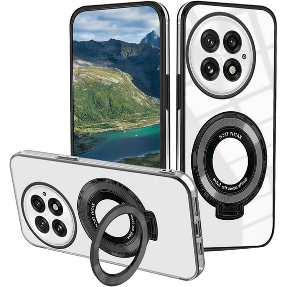 Compatible with OnePlus 13 Case with Magnetic Stand,for OnePlus 13 Phone Cases Silicone Transparent Accessories Funda Shockproof Luxury Protective Original Cover (Black)