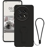 Compatible with OnePlus 13R Case with Kickstand Black, for OnePlus 13R Phone Cases Silicone Lanyard Strap Accessories Funda Shockproof Protective Original Slim Cover Black