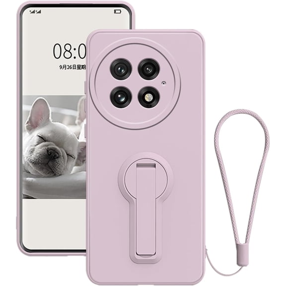 Compatible with OnePlus 13R Case with Kickstand Black, for OnePlus 13R Phone Cases Silicone Lanyard Strap Accessories Funda Shockproof Protective Original Slim Cover (Purple)