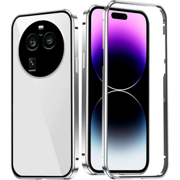 Compatible with Oppo Find X6 Pro Case with Built-in Privacy Glass Screen Protector, Ultra Slim Oppo Find X6 Pro Phone Case Clear for Women Men Shockproof Protective Cover (White)