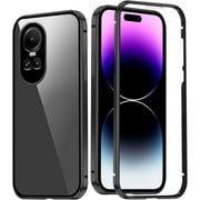 Compatible with Oppo Reno 10 Pro Case with Built-in Privacy Glass Screen Protector, Ultra Slim Oppo Reno 10 Pro Phone Case Clear for Women Men Shockproof Protective Cover Black