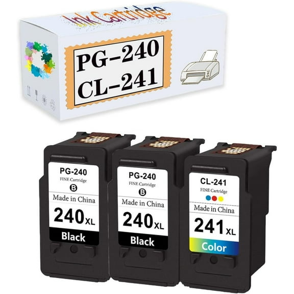 Compatible PG-240 CL-241 PG240 CL241 Ink Cartridges Replacement for Canon MG2120 MG2220 MG3120 MG3220 MG4120 MG4140 MX372 MX374 MX432 MX434 MX452 MX512 MX514 Printer 2 Black 1 Color