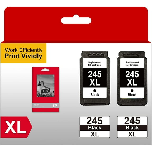 Compatible PG-245XL PG 245 XL High Yield Black Ink Cartridge Replacement for Canon Pixma MX490 MX492 MG2522 MG2922 MG2420 TR4520 TS3122 Printer - 2 Pack