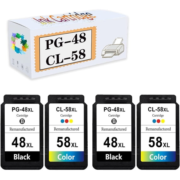 Compatible PG-48 CL-58 PG48 CL58 Ink Cartridges Replacement for Canon E408 E488 E478 E468 E418 Printers