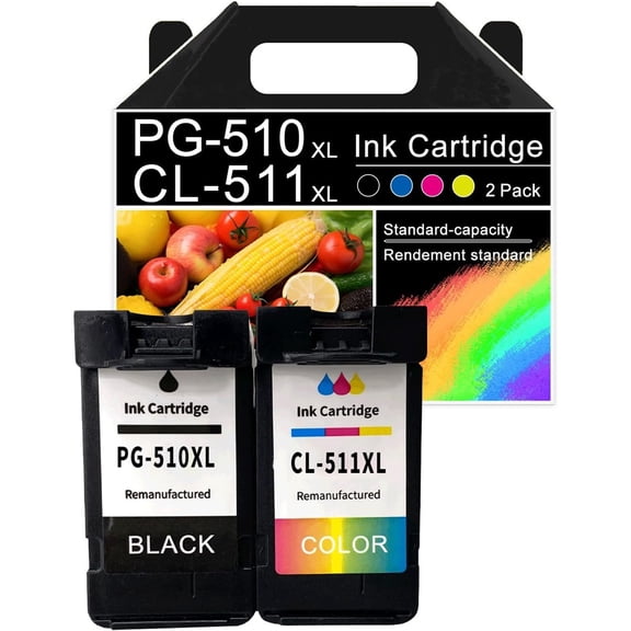 Compatible for PG-510 CL-511 Ink Cartridges Replacement for Canon 510 XL 511 XL Ink Cartridge Work for Canon IP2700 MP240 MP250 MP280 MP480 MP490 MX320 Printers 1 Color