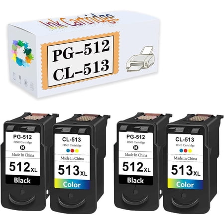 Compatible PG-512 CL-513 PG512 CL513 Ink Cartridges Replacement for Canon IP2700 IP2702 MP240 MP250 MP280 MP282 MP330 MP480 MP490 MP492 Printers 2 Black 2 Color