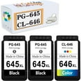 thumbnail image 1 of Compatible PG-645 CL-646 PG645 CL646 Ink Cartridges Replacement for Canon MG2460 MG2560 MG2960 TS206 TS306 TS3160 MX496 IP2860 Printers 2 Black, 1 of 7
