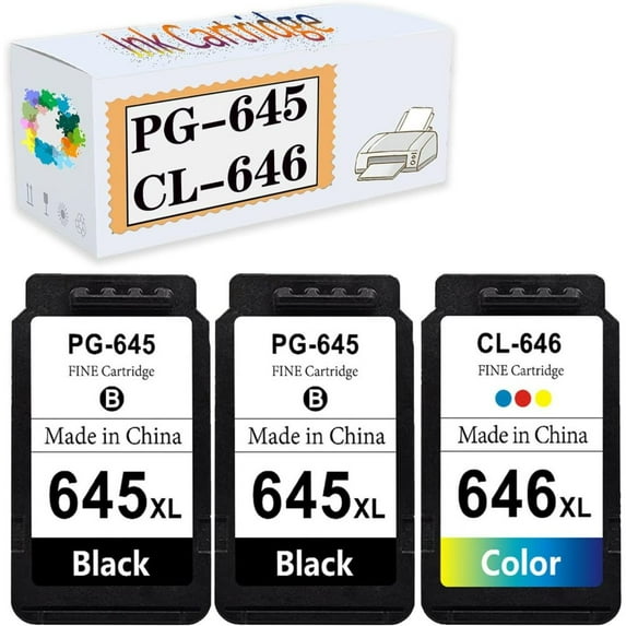 Compatible PG-645 CL-646 PG645 CL646 Ink Cartridges Replacement for Canon MG2460 MG2560 MG2960 TS206 TS306 TS3160 MX496 IP2860 Printers 2 Black