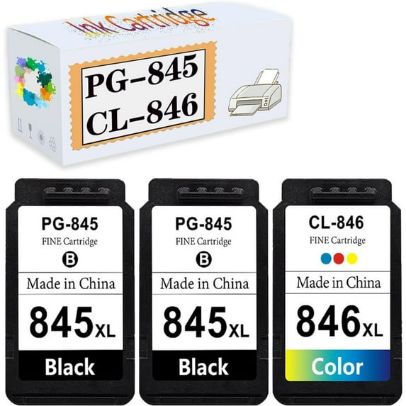 Compatible PG-845 CL-846 PG845 CL846 Ink Cartridges Replacement for Canon MG2400 MG2580 MG2580S MG2980 MG3080 TS208 TS308 TS3180 IP2880 IP2880S MX498 Printers 2 Black 1 Color
