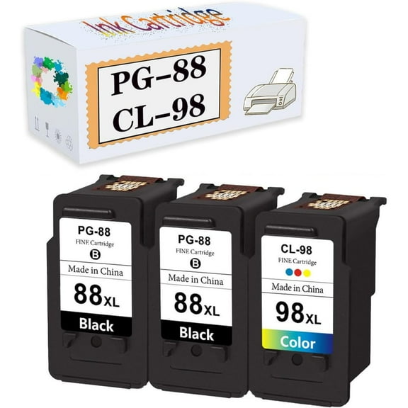 Compatible PG-88 CL-98 PG88 CL98 Ink Cartridges Replacement for Canon E500 E600 E610 Printers 2 Black 1 Color