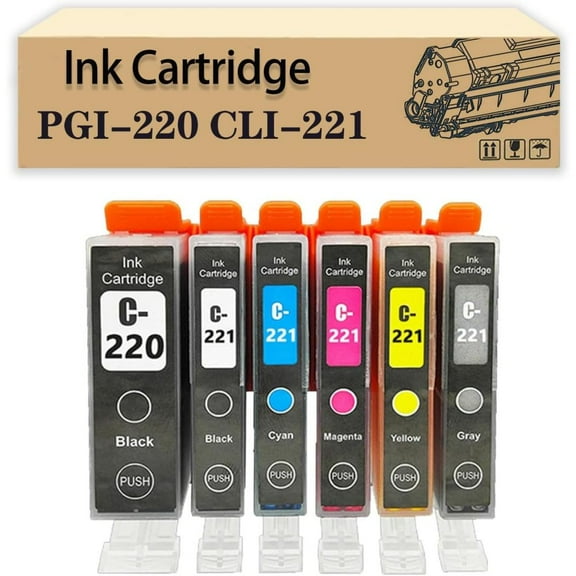 Compatible PGI-220 XXL CLI-221 XXL PGI220 CLI221 Refillable Ink Cartridges Replacement for Canon IP3600 IP4600 MP540 MP620 MP630 MP980 MX860 MX870 Printers