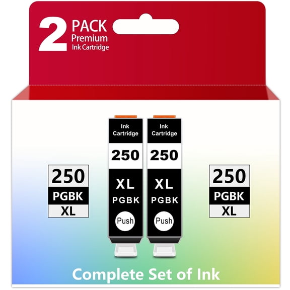 Compatible PGI-250XL PGBK Ink Cartridges Replacement for 250 Printer Ink, Large Black 250 PGBK Ink for PIXMA MX922 MG5520 MG6320 IP7220 IX6820 Printers (2-Pack)