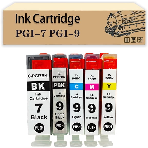 Compatible PGI-7 PGI-9 30ML Ink Cartridges Replacement for Canon MX7000 MX7600 PRO9500 Printers MBK BK C M Y 3 Set