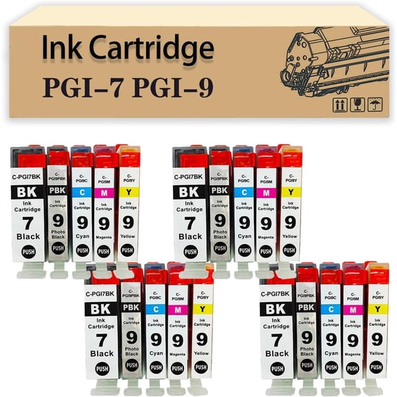 Compatible PGI-7 PGI-9 30ML Ink Cartridges Replacement for Canon MX7000 MX7600 PRO9500 Printers MBK BK C M Y 3 Set